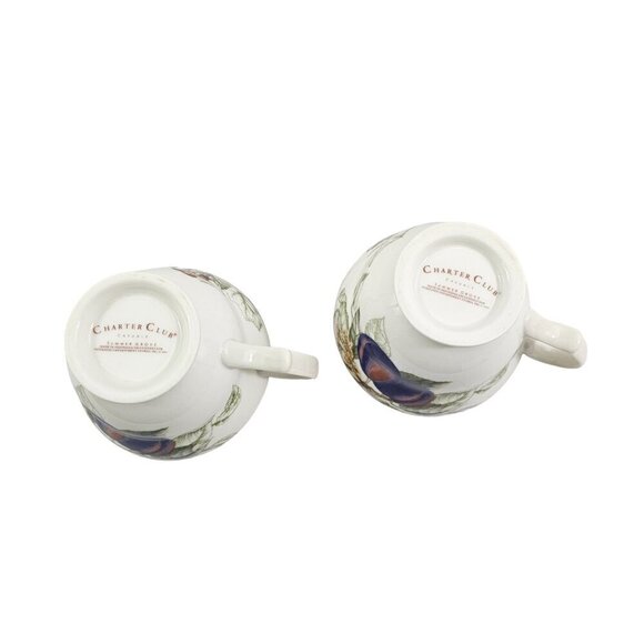 Charter Club Casuals Summer Grove 10 Oz Porcelain Berries Mugs Cups – Set of 2 - Picture 7 of 16